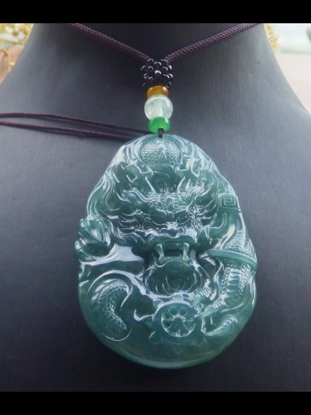 Certificate Jadeite Jade Burma Green Wealth Dragon wheel pendant